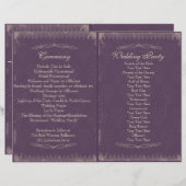 Eggplant Paarse Vintage Wedding Ceremony Programme (Voorkant / Achterkant)