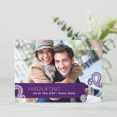 Eggplant Paisley Wedding Photo Save the Date (Staand voorkant)