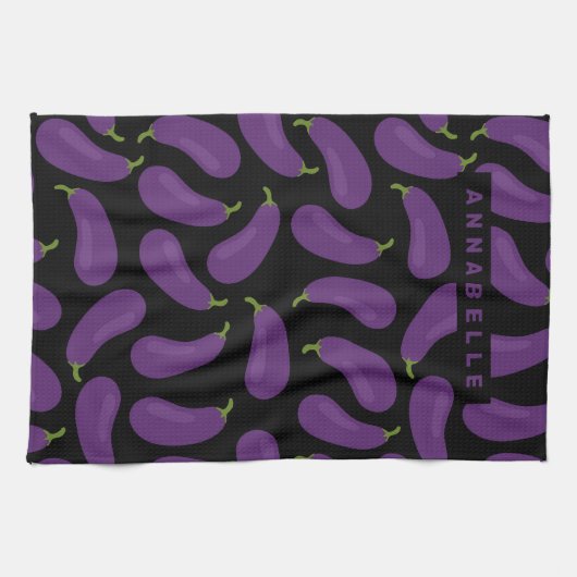 Eggplant Pattern personaliseren Theedoek (Horizontaal)