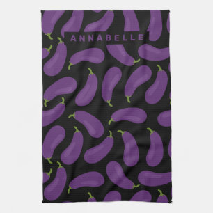 Eggplant Pattern personaliseren Theedoek