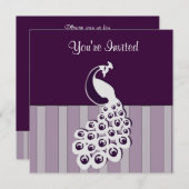 Eggplant Peacock Uitnodiging (Voorkant / Achterkant)