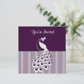 Eggplant Peacock Uitnodiging (Staand voorkant)