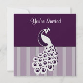 Eggplant Peacock Uitnodiging (Voorkant)