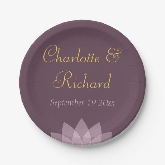 Eggplant Plum en Blush Pink bruiloft Papieren Bordje (Voorkant)