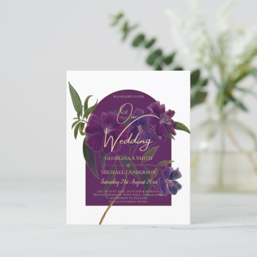 Eggplant Plum Paarse Floral Forest Green Wedding (Staand voorkant)