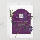 Eggplant Plum Paarse Floral Forest Green Wedding Kaart (Achterkant)