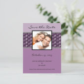 Eggplant Plum Paisley bewaar de datum waarop je fo Aankondigingskaart (Staand voorkant)