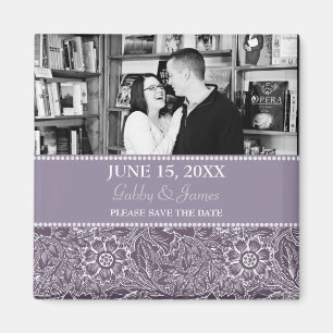 Eggplant Plum Save the Date Wedding Magnet