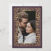 Eggplant Royal Medieval Sword Wedding Photo Save The Date (Achterkant)