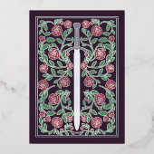 Eggplant Silver Sword Medieval Fantasy Wedding  Folie Uitnodiging (Achterkant)