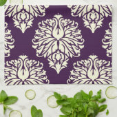 Eggplant Southern Cottage Damask Theedoek (Gevouwen)