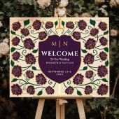 Eggplant Sword Shield Fantasy Wedding Welcome Sign Poster
