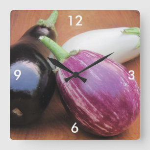 Eggplant Veggie Wall Clock Vierkante Klok