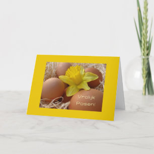 Eggs and daffodil easter greeting-dutch feestdagen kaart
