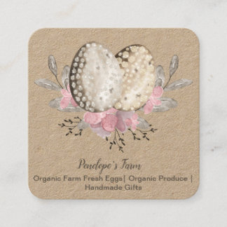 Eggs Boho Watercolor Square Business Card Vierkante Visitekaartje