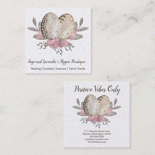 Eggs Boho Waterverf Vierkante Visitekaartje (Voorkant / Achterkant)