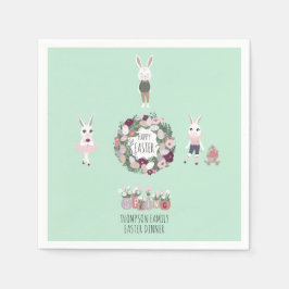 Eggs Bunny Wildflower Gepersonaliseerd Pasen Servet