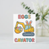 Eggs Cavator Funny Construction Easter Card Feestdagenkaart (Staand voorkant)