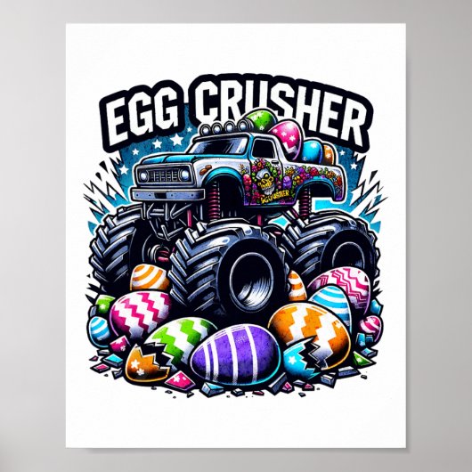 Eggs Crusher Paasdag Monstertruck Kinder peuter Poster (Voorkant)