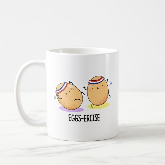 Eggs-ercise Funny Aerobic Eggs Pun Koffiemok (Links)