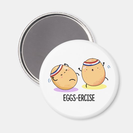 Eggs-ercise Funny Aerobic Eggs Pun Magneet (Voorkant / Achterkant)