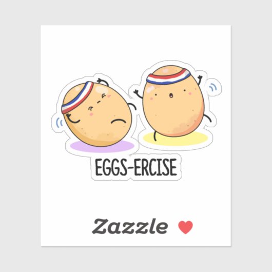 Eggs-ercise Funny Aerobic Eggs Pun Sticker (Vel)