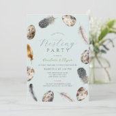 Eggs & Feathers Blue Nesting Party Baby shower Kaart (Staand voorkant)