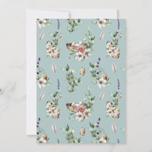 Eggs & Feathers Blue Nesting Party Baby shower Kaart (Achterkant)