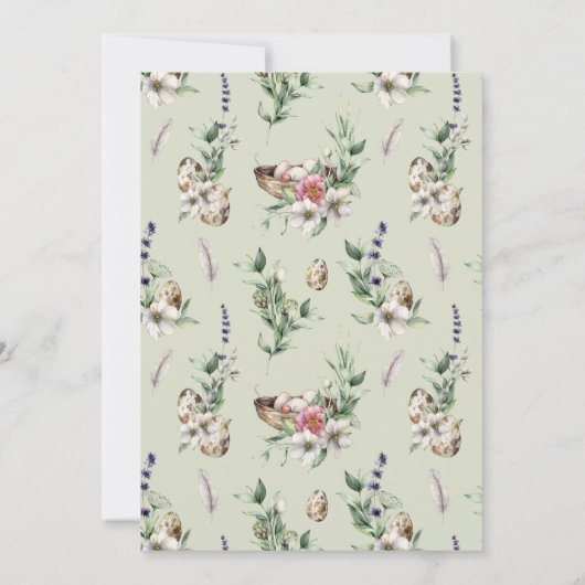 Eggs & Feathers Green Nesting Party Baby shower Kaart (Achterkant)
