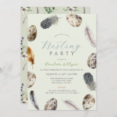 Eggs & Feathers Green Nesting Party Baby shower Kaart (Voorkant / Achterkant)