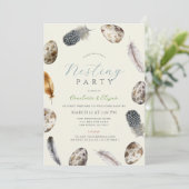 Eggs & Feathers Yellow Nesting Party Baby shower Kaart (Staand voorkant)