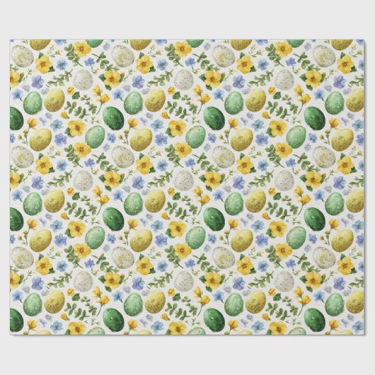 Eggs & Flowers Pattern | Easter Wrapping Paper Cadeaupapier (Vlak)