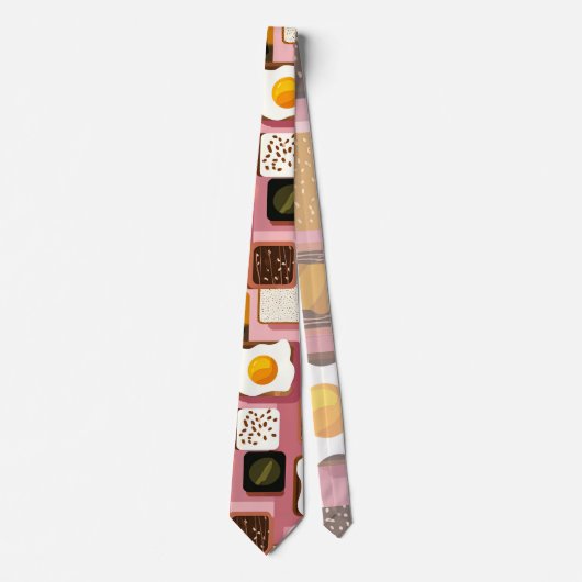 Eggs on Toast Pattern Tie – Fun Breakfast Food Ill Stropdas (Voorkant)