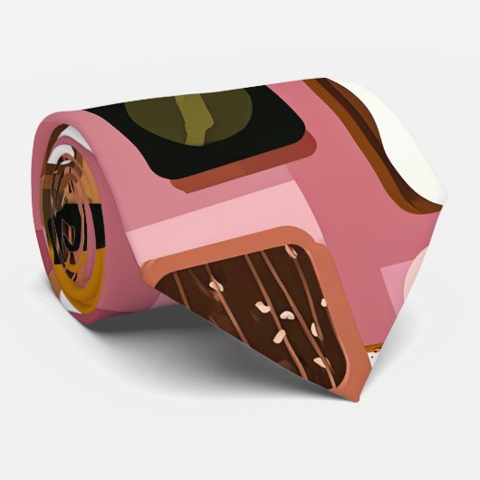 Eggs on Toast Pattern Tie – Fun Breakfast Food Ill Stropdas (Opgerold)