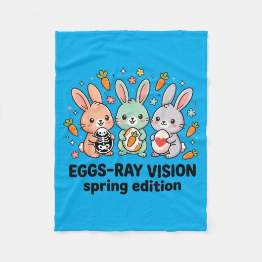 Eggs-Ray Lente Editie Grappige Rad Tech Pasen Fleece Deken (Voorkant)