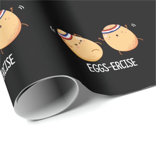 Eggs-recise Funny Aerobic Eggs Pun Dark BG Cadeaupapier (Rol Hoek)