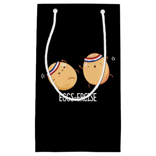 Eggs-recise Funny Aerobic Eggs Pun Dark BG Klein Cadeauzakje (Voorkant)
