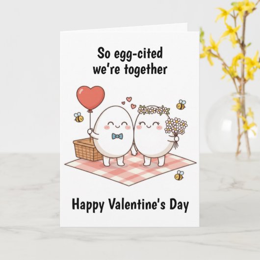 Eggs Valentine's Day Kaart (Gele Bloem)