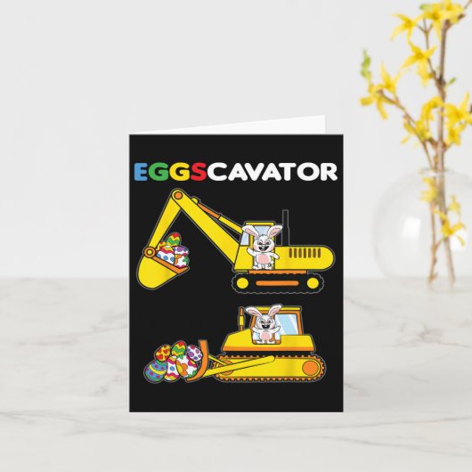Eggscavator Easter Bunny Rabbit Egg Heavy Kaart (Gele Bloem)
