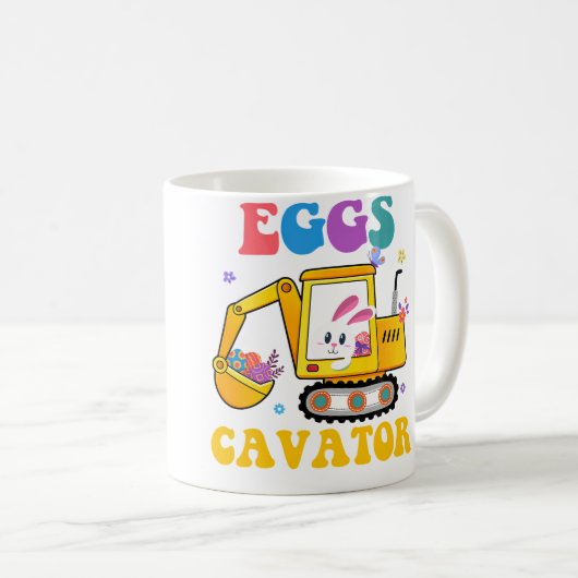 Eggscavator Easter Day Excavator Hunting Egg Bunny Koffiemok (Voorkant rechts)