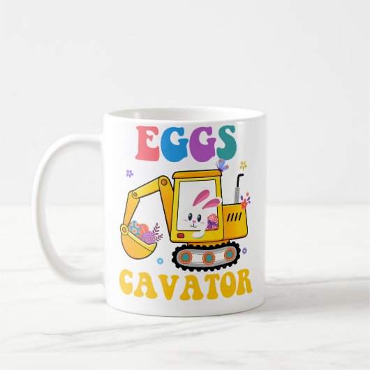 Eggscavator Easter Day Excavator Hunting Egg Bunny Koffiemok (Links)