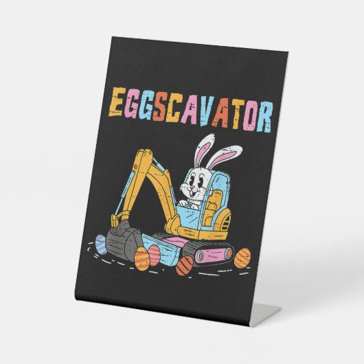 Eggscavator Easter eiershuntconstructietransport Reclamebord Met Voetstuk (Voorkant)