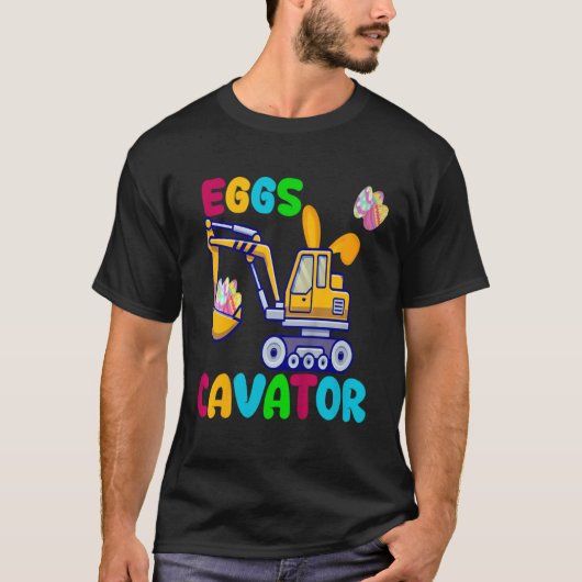 EggsCavator Happy Easter Funny Excavator Hunting E T-shirt (Voorkant)