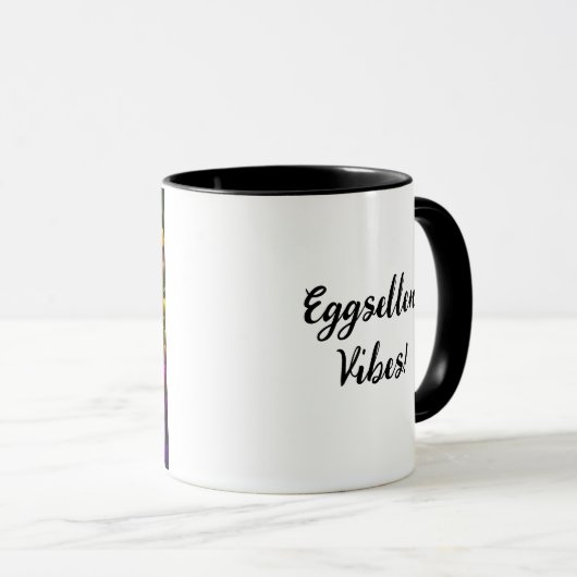 Eggsellent Vibes! | kleurrijke Chicken Art Mok (Voorkant rechts)