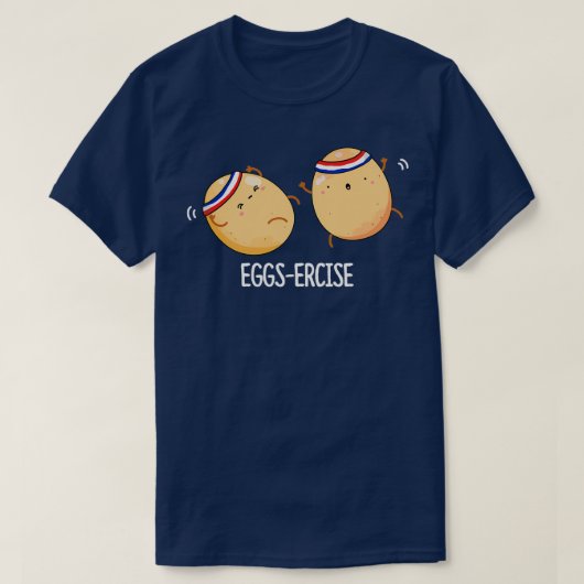 Eggsercise Funny Aerobic Eggs Pun Dark BG T-shirt (Design voorkant)