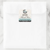 Eggshell Blauw Damask Baby Carriage Bedankt Vierkante Sticker (Tas)