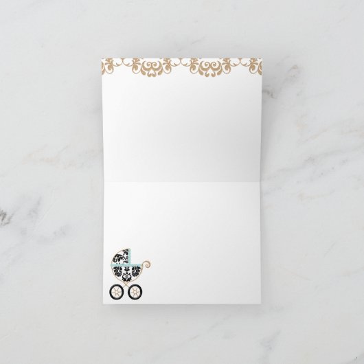 Eggshell Blue Damas Baby Koetsendouche Dank u Bedankkaart (Binnen)