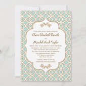 Eggshell Blue en Gold Moroccan Wedding Invitation Kaart (Voorkant)