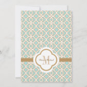 Eggshell Blue en Gold Moroccan Wedding Invitation Kaart (Achterkant)