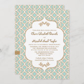 Eggshell Blue en Gold Moroccan Wedding Invitation Kaart (Voorkant / Achterkant)